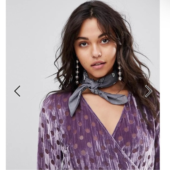 NEW HOUSE OF HOLLAND PURPLE VELVET POLKA DOT WRAP MINI DRESS - Picture 3 of 8